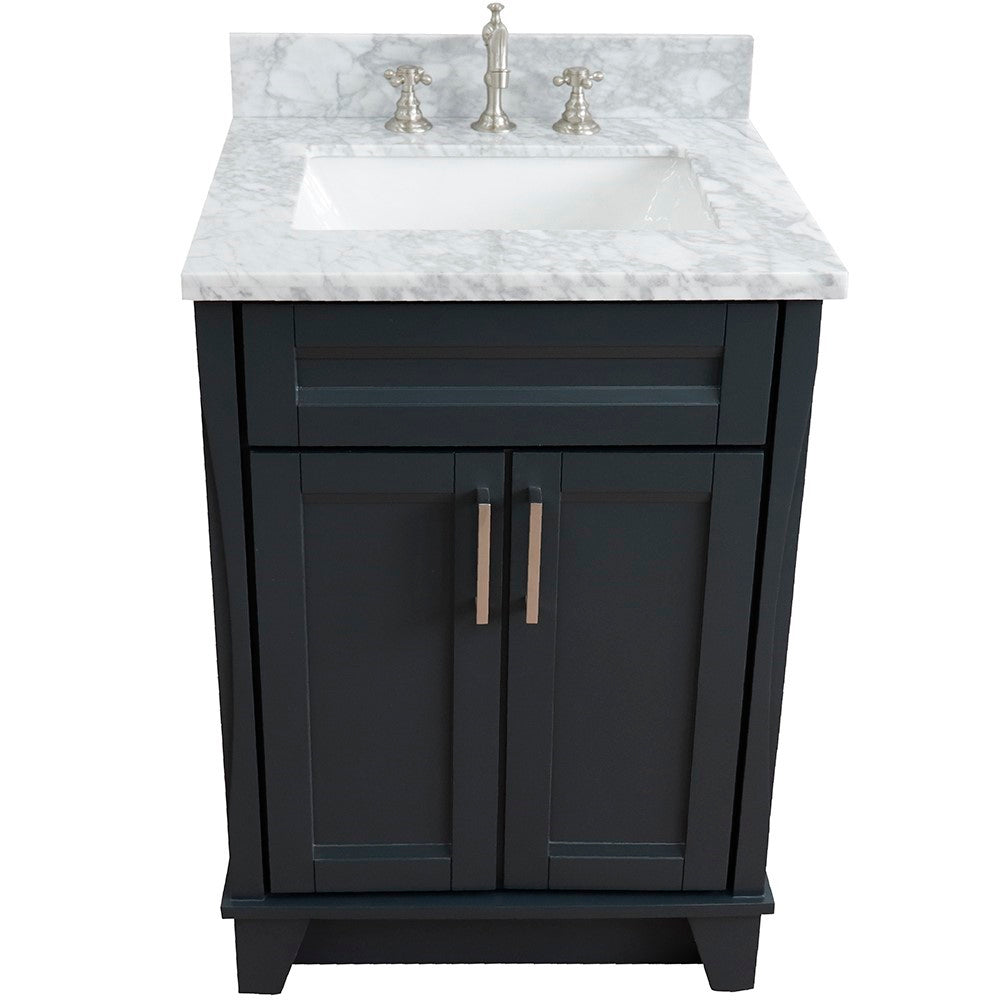 Bellaterra 25" Wood Single Vanity w/ Counter Top and Sink 400700-25-DG-WMR (Dark Gray)