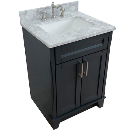 Bellaterra 25" Wood Single Vanity w/ Counter Top and Sink 400700-25-DG-WMR (Dark Gray)