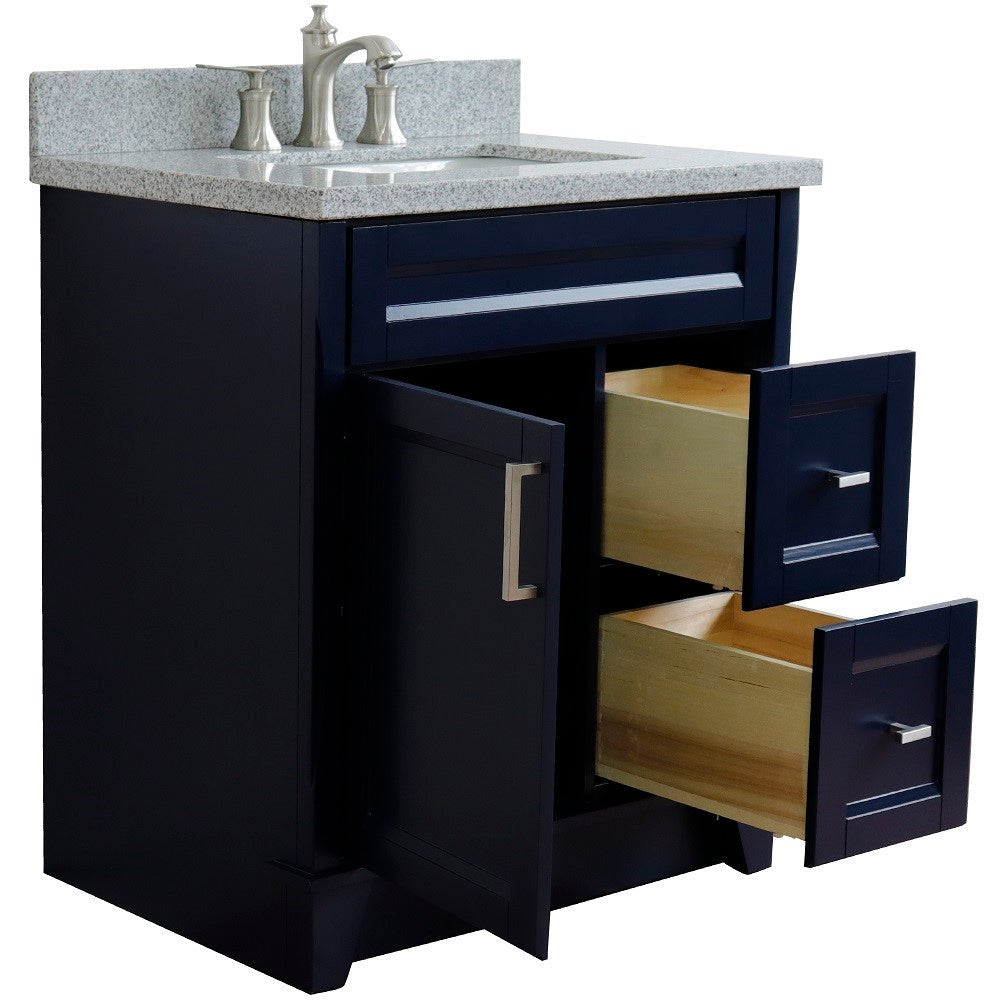 Bellaterra 400700-31-BU-GYR 31" Wood Single Vanity w/ Counter Top and Sink (Blue)