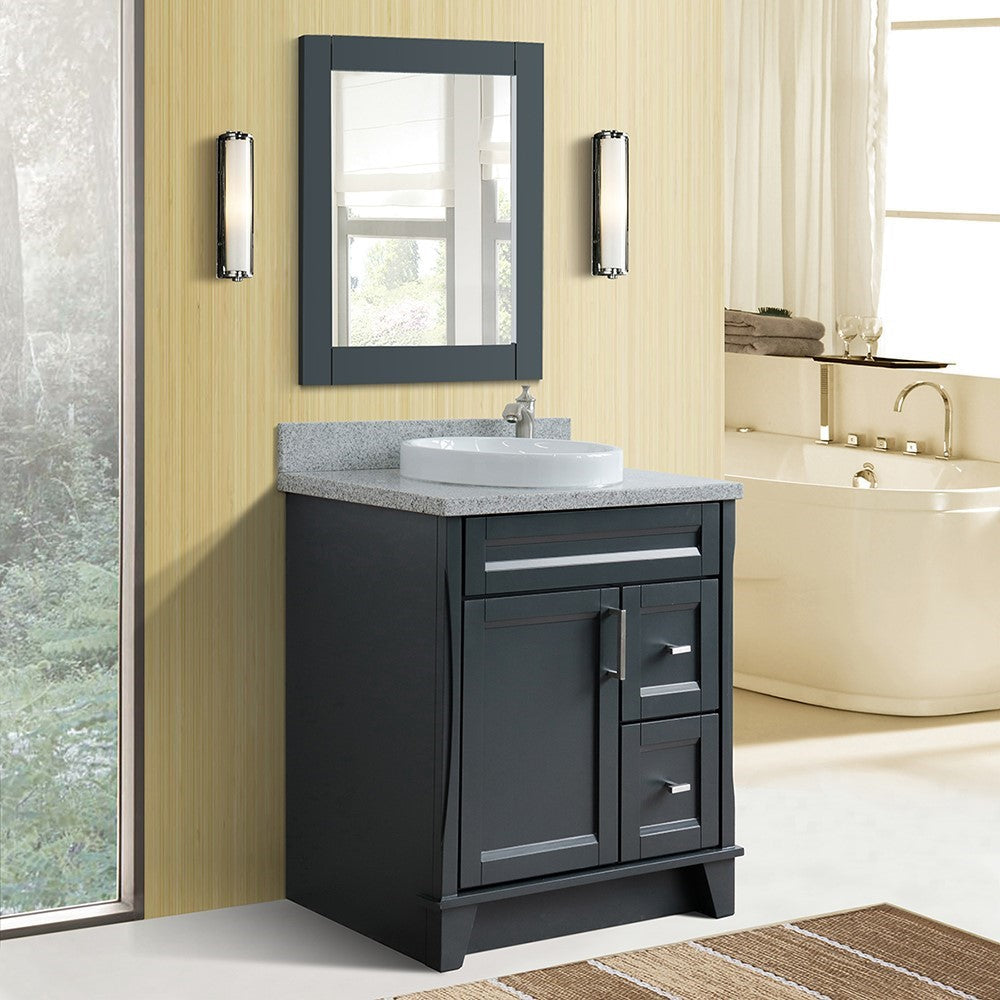 Bellaterra 400700-31-DG-GYRD 31" Wood Single Vanity w/ Counter Top and Sink (Dark Gray)