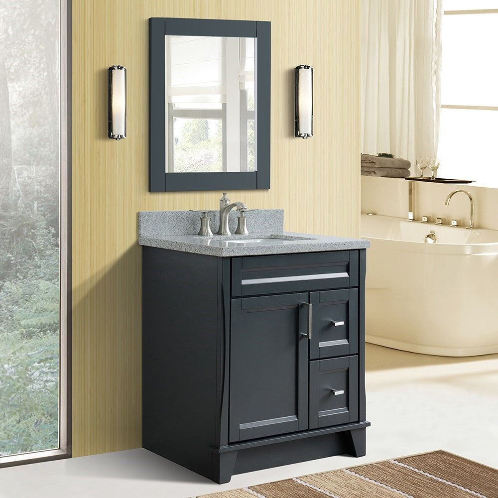 Bellaterra 400700-31-DG-GYR 31" Wood Single Vanity w/ Counter Top and Sink (Dark Gray)