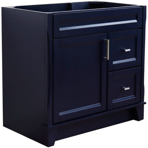 Bellaterra 400700-36L-BU-DG-WH 36" Single Sink Vanity - Cabinet Only - Left Door , Blue, Front