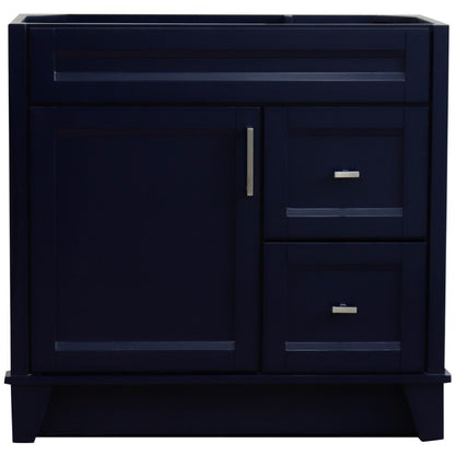 Bellaterra 400700-36L-BU-DG-WH 36" Single Sink Vanity - Cabinet Only - Left Door , Blue, Front