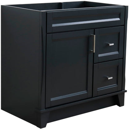 Bellaterra 400700-36L-BU-DG-WH 36" Single Sink Vanity - Cabinet Only - Left Door , Dark Gray, Front