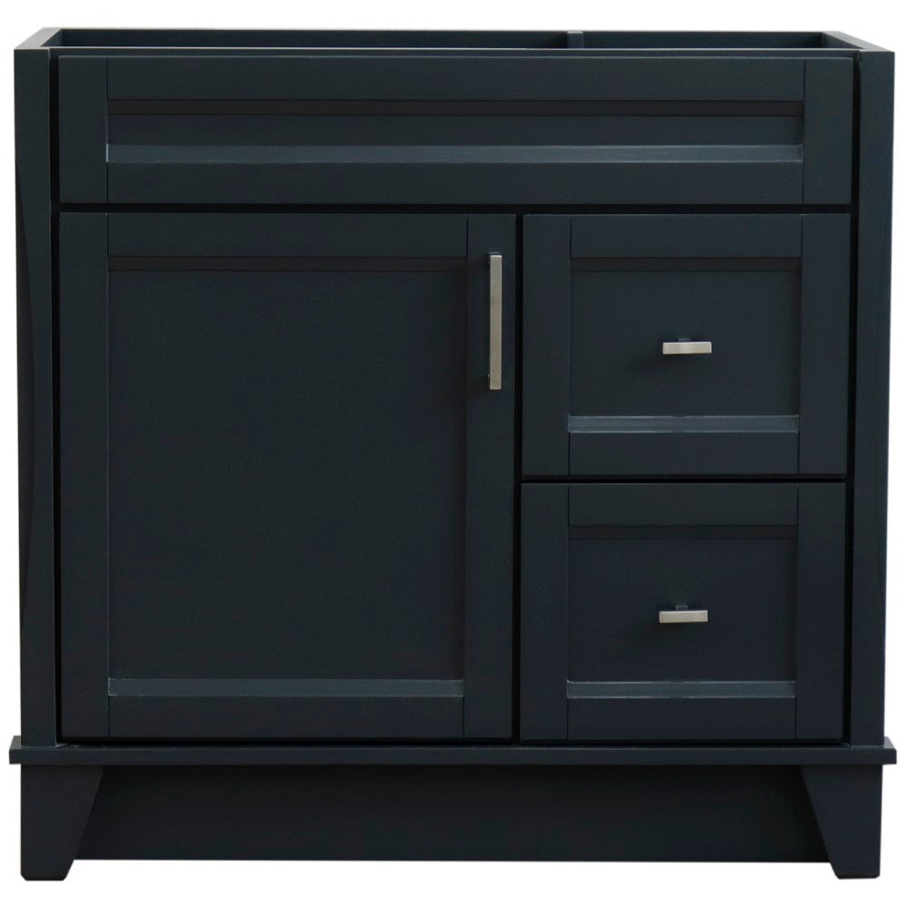 Bellaterra 400700-36L-BU-DG-WH 36" Single Sink Vanity - Cabinet Only - Left Door , Dark Gray, Front