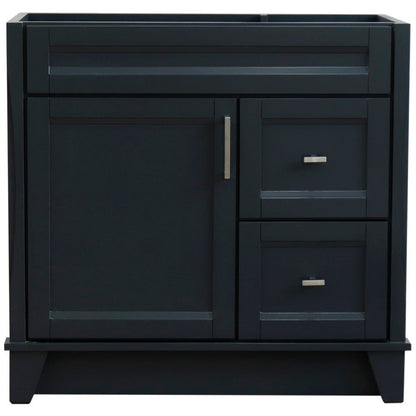 Bellaterra 400700-36L-BU-DG-WH 36" Single Sink Vanity - Cabinet Only - Left Door , Dark Gray, Front