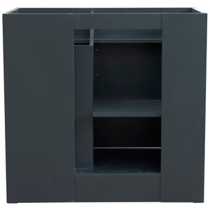Bellaterra 400700-36L-BU-DG-WH 36" Single Sink Vanity - Cabinet Only - Left Door , Dark Gray, Back Side