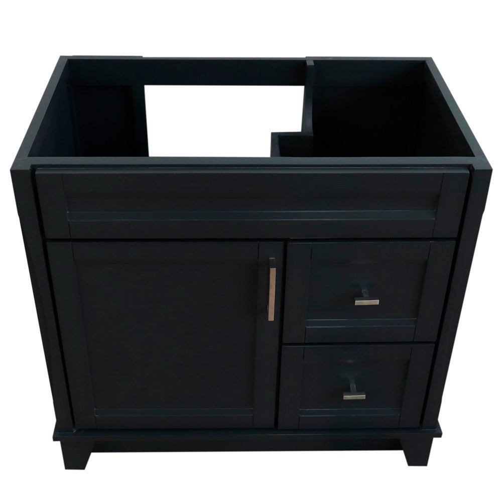 Bellaterra 400700-36L-BU-DG-WH 36" Single Sink Vanity - Cabinet Only - Left Door , Dark Gray, Top