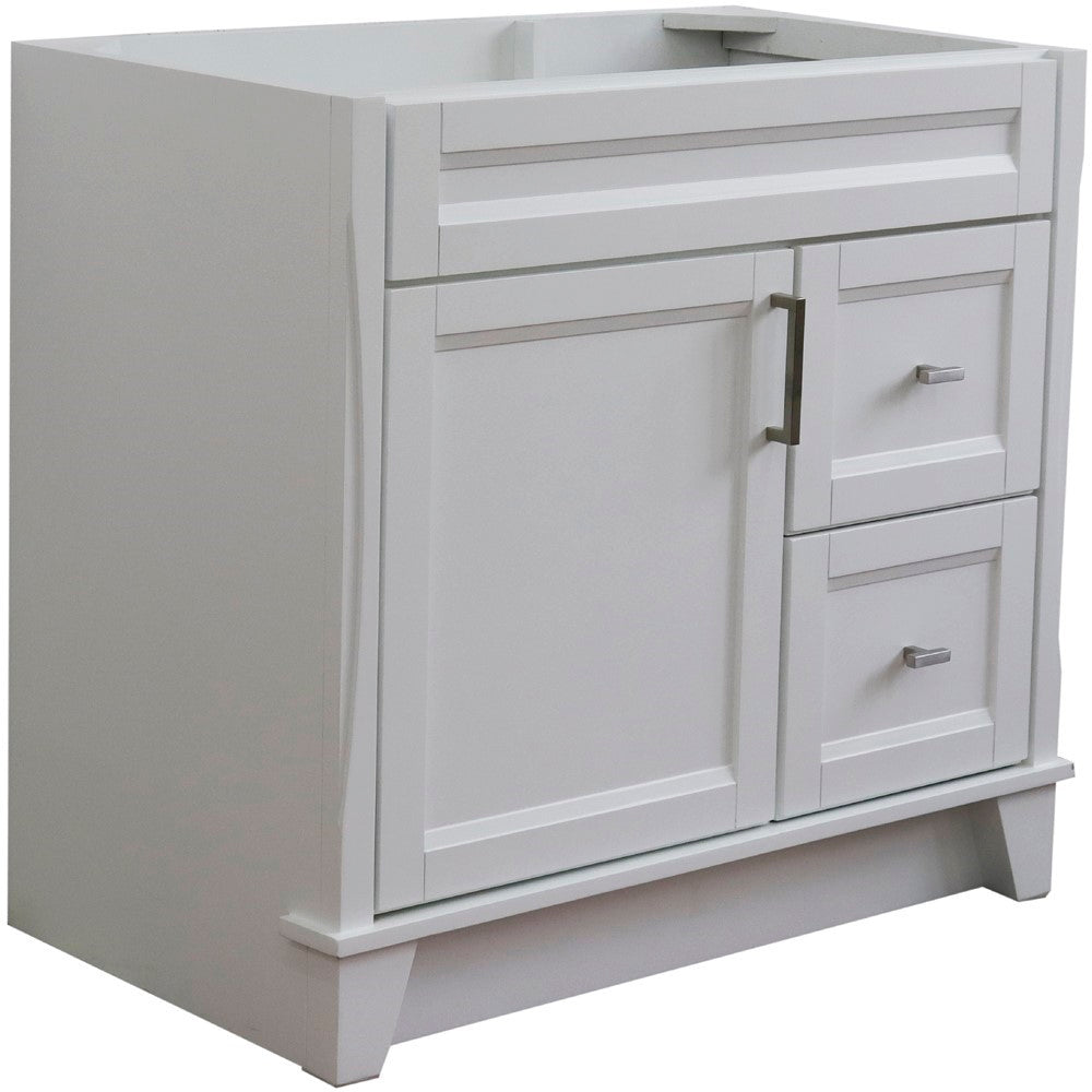 Bellaterra 400700-36L-BU-DG-WH 36" Single Sink Vanity - Cabinet Only - Left Door , White, Front