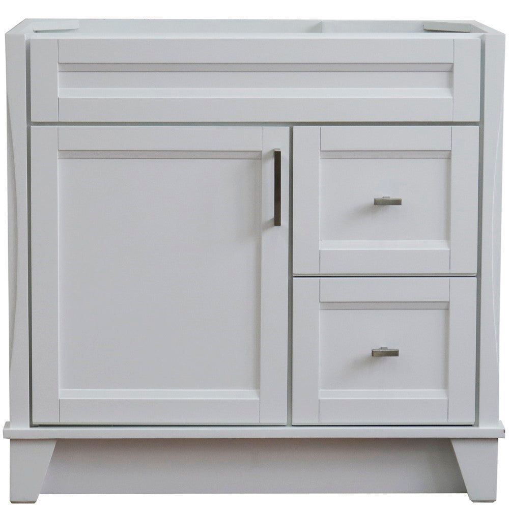 Bellaterra 400700-36L-BU-DG-WH 36" Single Sink Vanity - Cabinet Only - Left Door , White, Front