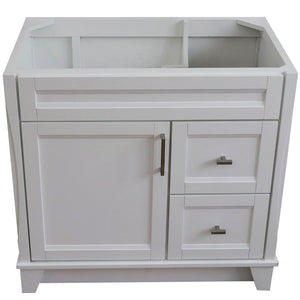 Bellaterra 400700-36L-BU-DG-WH 36" Single Sink Vanity - Cabinet Only - Left Door , White, Top View