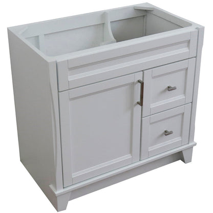 Bellaterra 400700-36L-BU-DG-WH 36" Single Sink Vanity - Cabinet Only - Left Door , White, Top