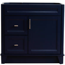 Load image into Gallery viewer, Bellaterra 400700-36R 36&quot; Single Sink Vanity - Cabinet Only - Right Drawers - Blue, Front