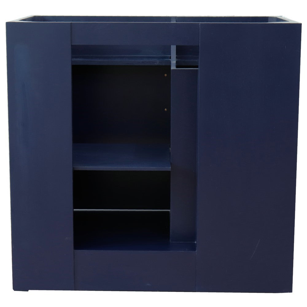 Bellaterra 400700-36R 36" Single Sink Vanity - Cabinet Only - Right Drawers - Blue, Backside