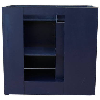 Bellaterra 400700-36R 36" Single Sink Vanity - Cabinet Only - Right Drawers - Blue, Backside