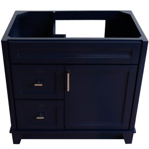 Bellaterra 400700-36R 36" Single Sink Vanity - Cabinet Only - Right Drawers - Blue, Top