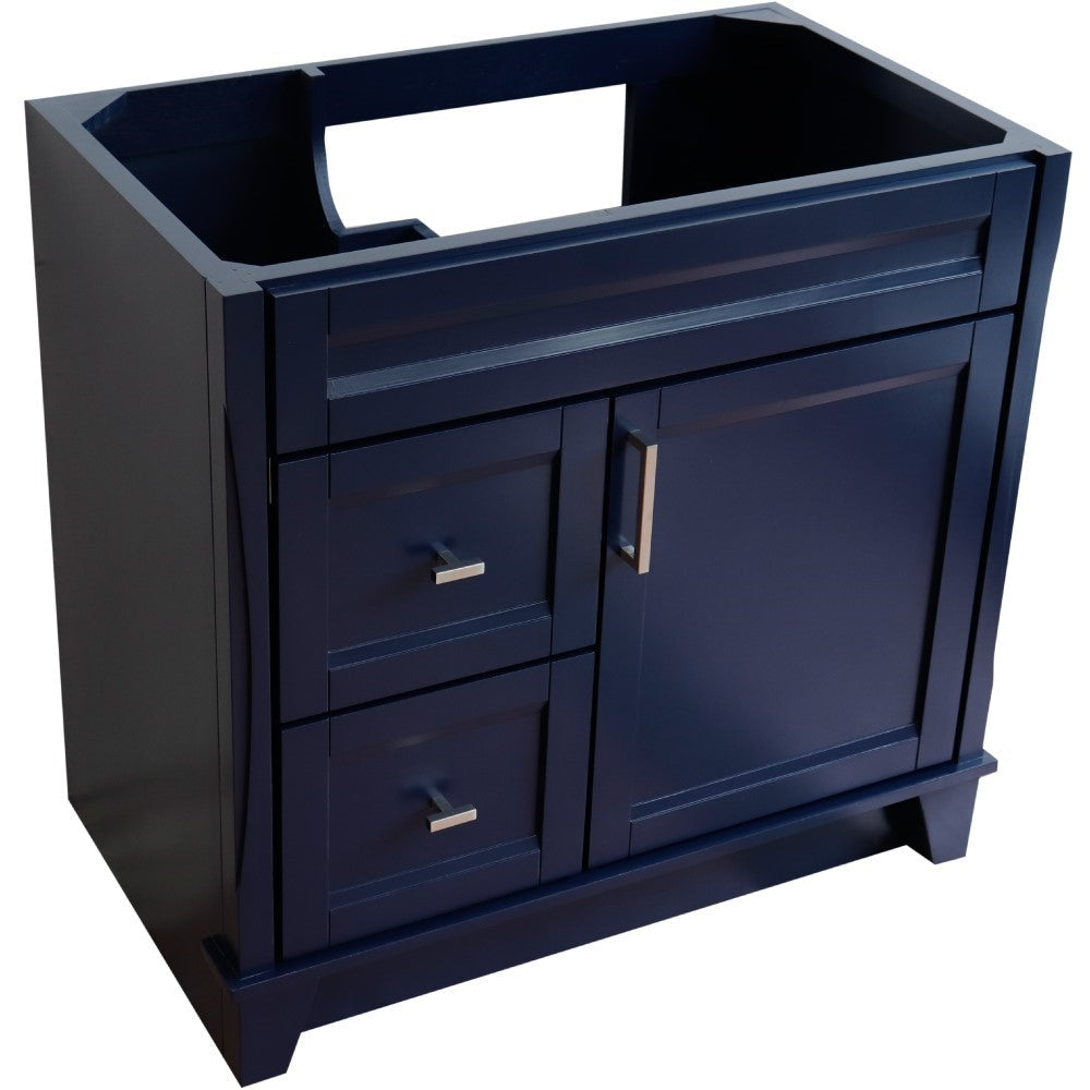 Bellaterra 400700-36R 36" Single Sink Vanity - Cabinet Only - Right Drawers - Blue, Top