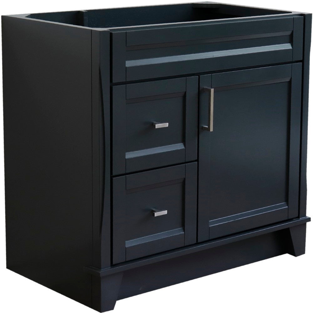 Bellaterra 400700-36R 36" Single Sink Vanity - Cabinet Only - Right Drawers - Dark Gray, Front