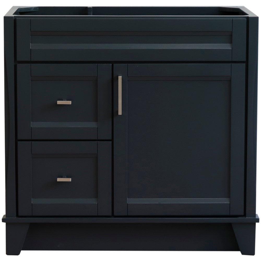 Bellaterra 400700-36R 36" Single Sink Vanity - Cabinet Only - Right Drawers - Dark Gray, Front