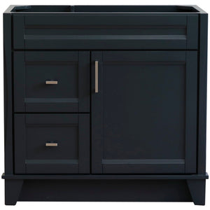 Bellaterra 400700-36R 36" Single Sink Vanity - Cabinet Only - Right Drawers - Dark Gray, Front