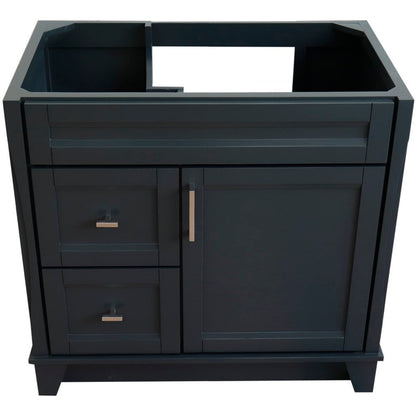 Bellaterra 400700-36R 36" Single Sink Vanity - Cabinet Only - Right Drawers - Dark Gray, Front