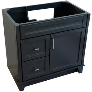Bellaterra 400700-36R 36" Single Sink Vanity - Cabinet Only - Right Drawers - Dark Gray, Top