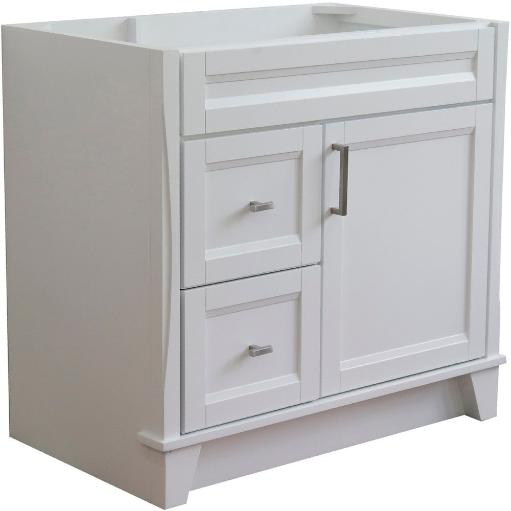 Bellaterra 400700-36R 36" Single Sink Vanity - Cabinet Only - Right Drawers - White, Front