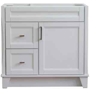 Bellaterra 400700-36R 36" Single Sink Vanity - Cabinet Only - Right Drawers - White, Front