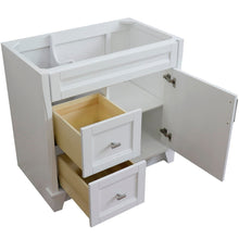 Load image into Gallery viewer, Bellaterra 400700-36R 36&quot; Single Sink Vanity - Cabinet Only - Right Drawers - White, Drawers and door