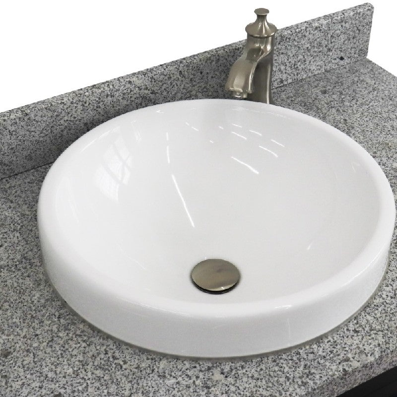 Bellaterra Gray 37" Single Sink Vanity, Center Sink- Right Drawers 400700-37R-DG Round