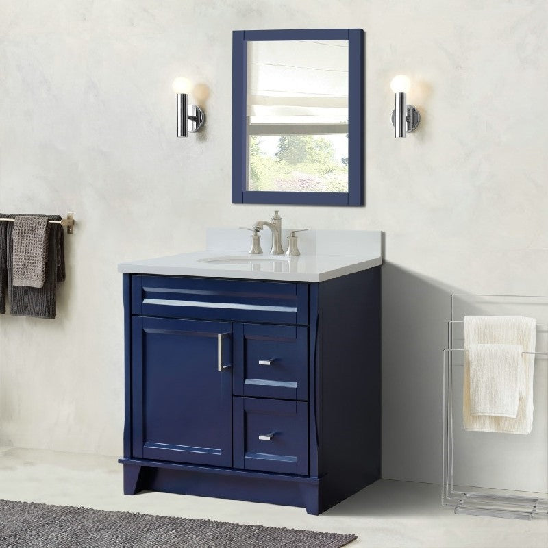 Bellaterra Terni Blue 37" Freestanding Single Sink Vanity, Counter Top, Center Sink, Right Drawers