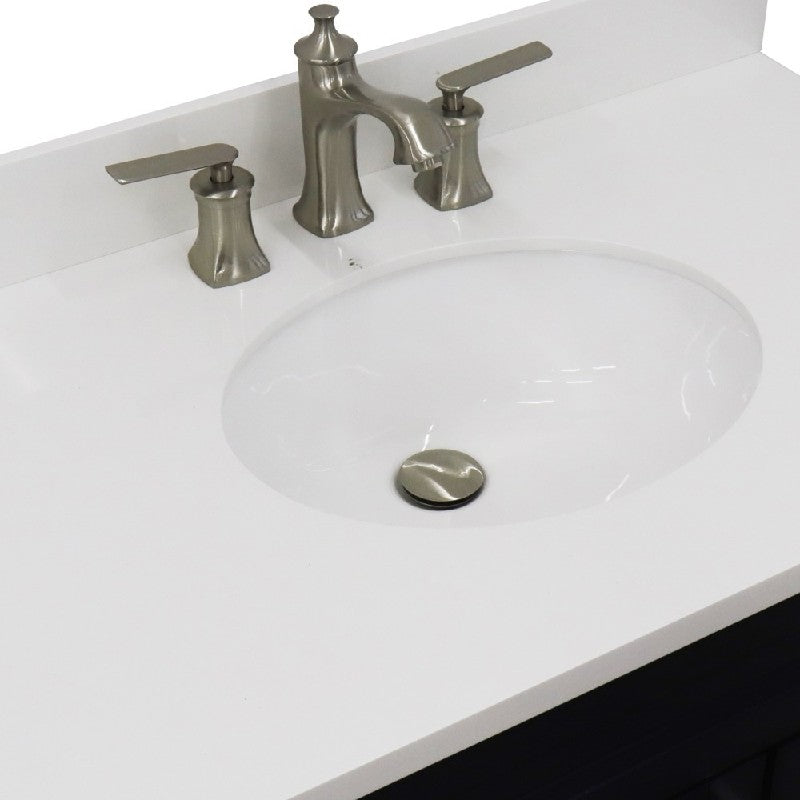 Bellaterra Gray 37" Single Sink Vanity, Center Sink- Right Drawers 400700-37R-DG Oval