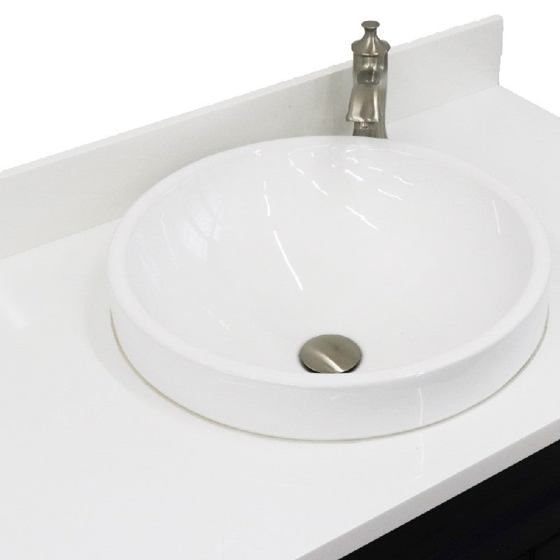 Bellaterra Gray 37" Single Sink Vanity, Center Sink- Right Drawers 400700-37R-DG Round