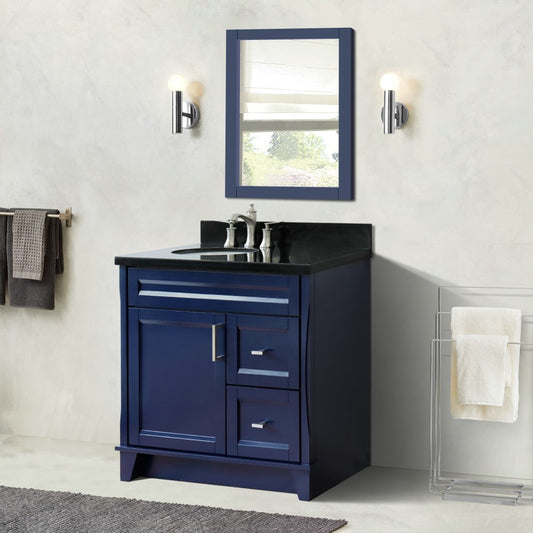 Bellaterra Blue 37" Single Sink Vanity with Counter Top and Left Sink -Left Door 400700-37L-BU