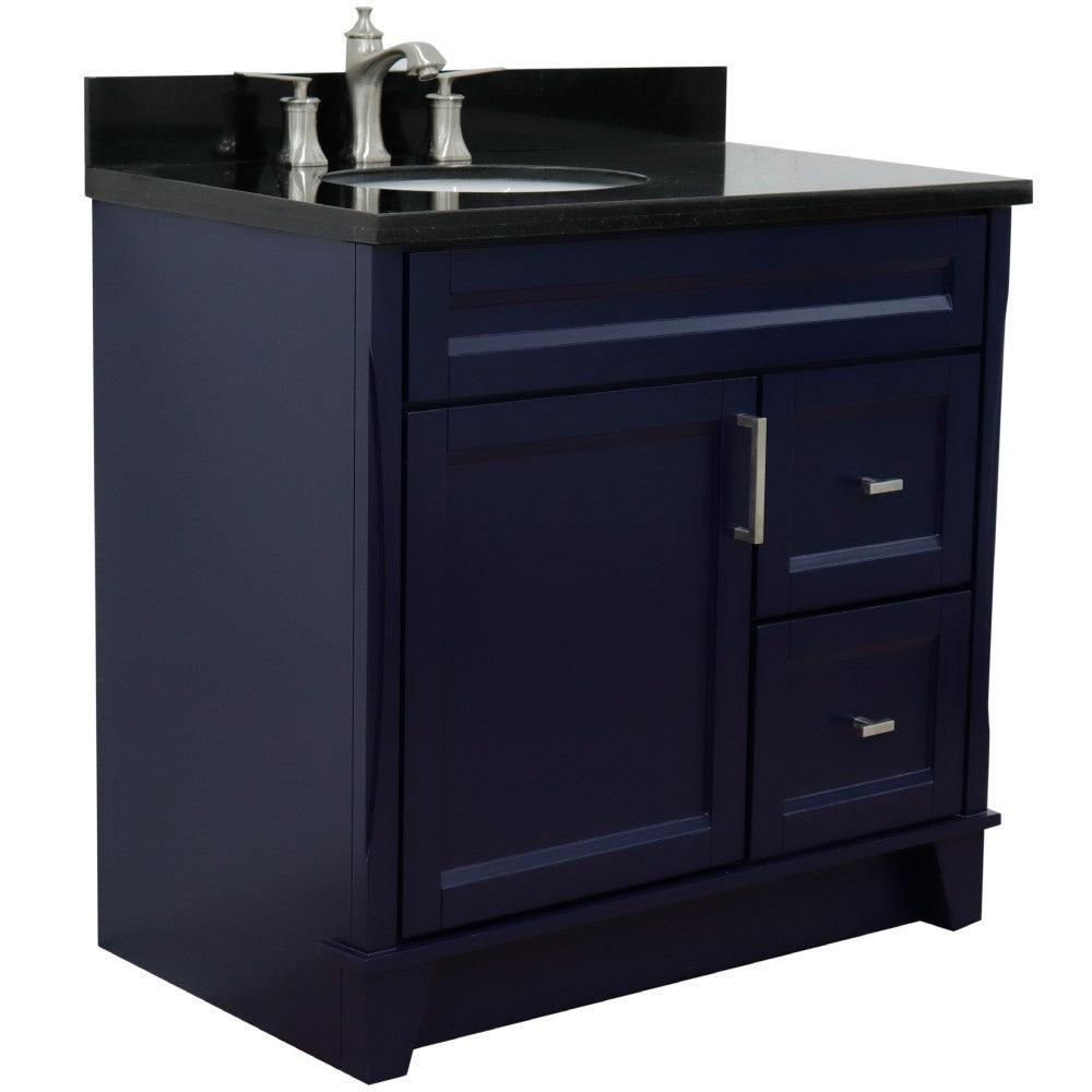Bellaterra Blue 37" Single Sink Vanity with Counter Top and Left Sink -Left Door 400700-37L-BU