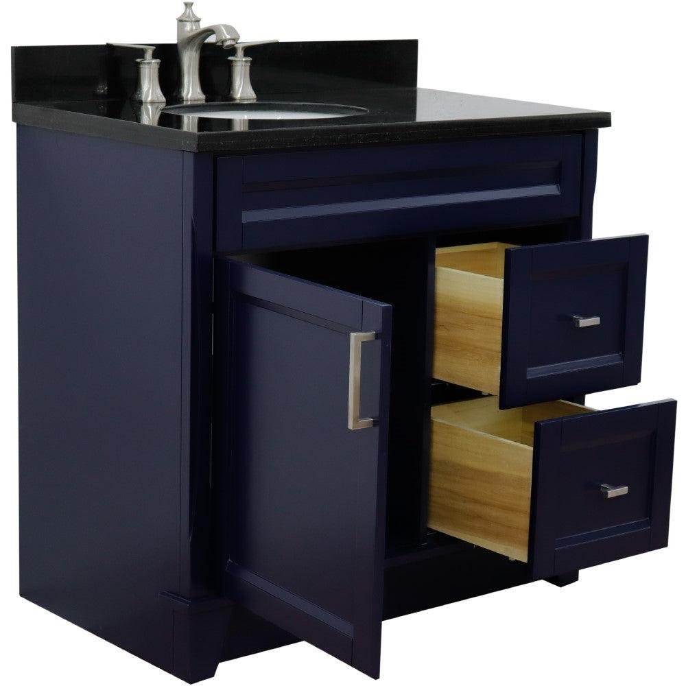 Bellaterra Blue 37" Single Sink Vanity with Counter Top and Left Sink -Left Door 400700-37L-BU