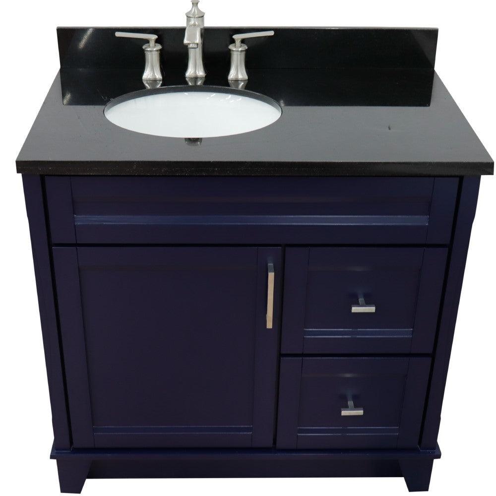 Bellaterra Blue 37" Single Sink Vanity with Counter Top and Left Sink -Left Door 400700-37L-BU