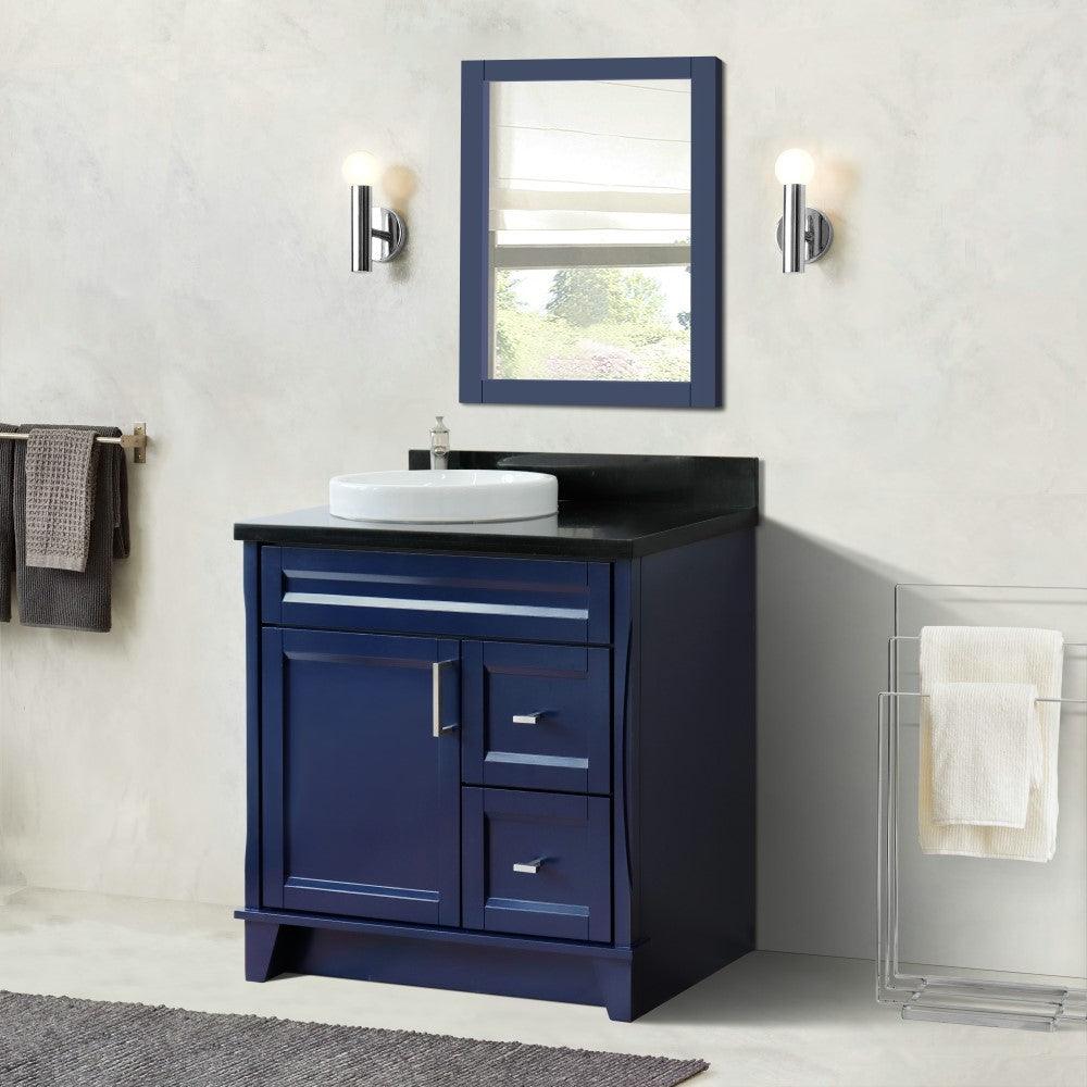 Bellaterra Blue 37" Single Sink Vanity with Counter Top and Left Sink -Left Door 400700-37L-BU
