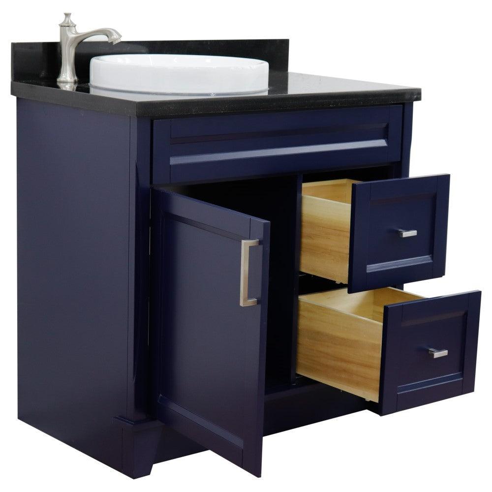 Bellaterra Blue 37" Single Sink Vanity with Counter Top and Left Sink -Left Door 400700-37L-BU