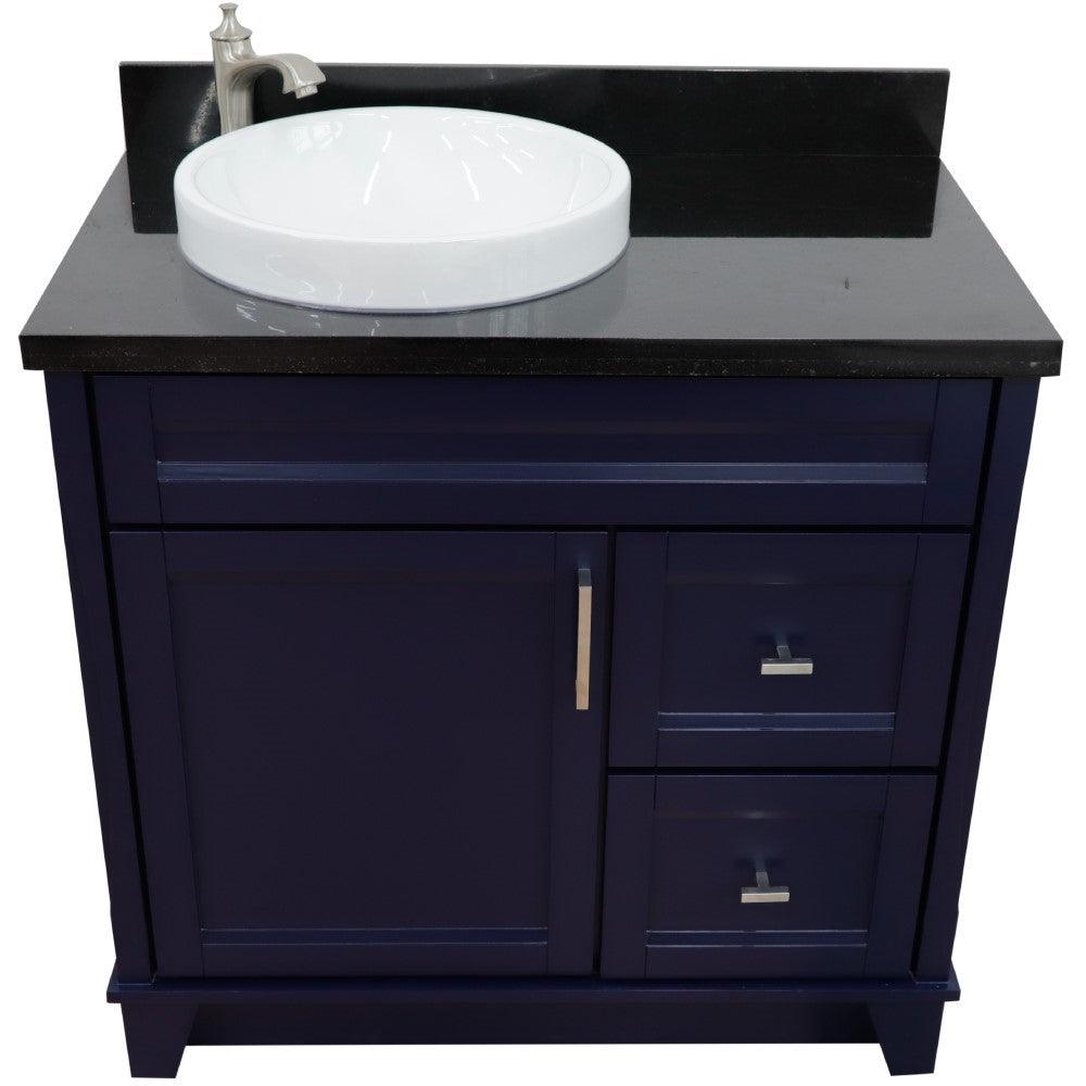 Bellaterra Blue 37" Single Sink Vanity with Counter Top and Left Sink -Left Door 400700-37L-BU