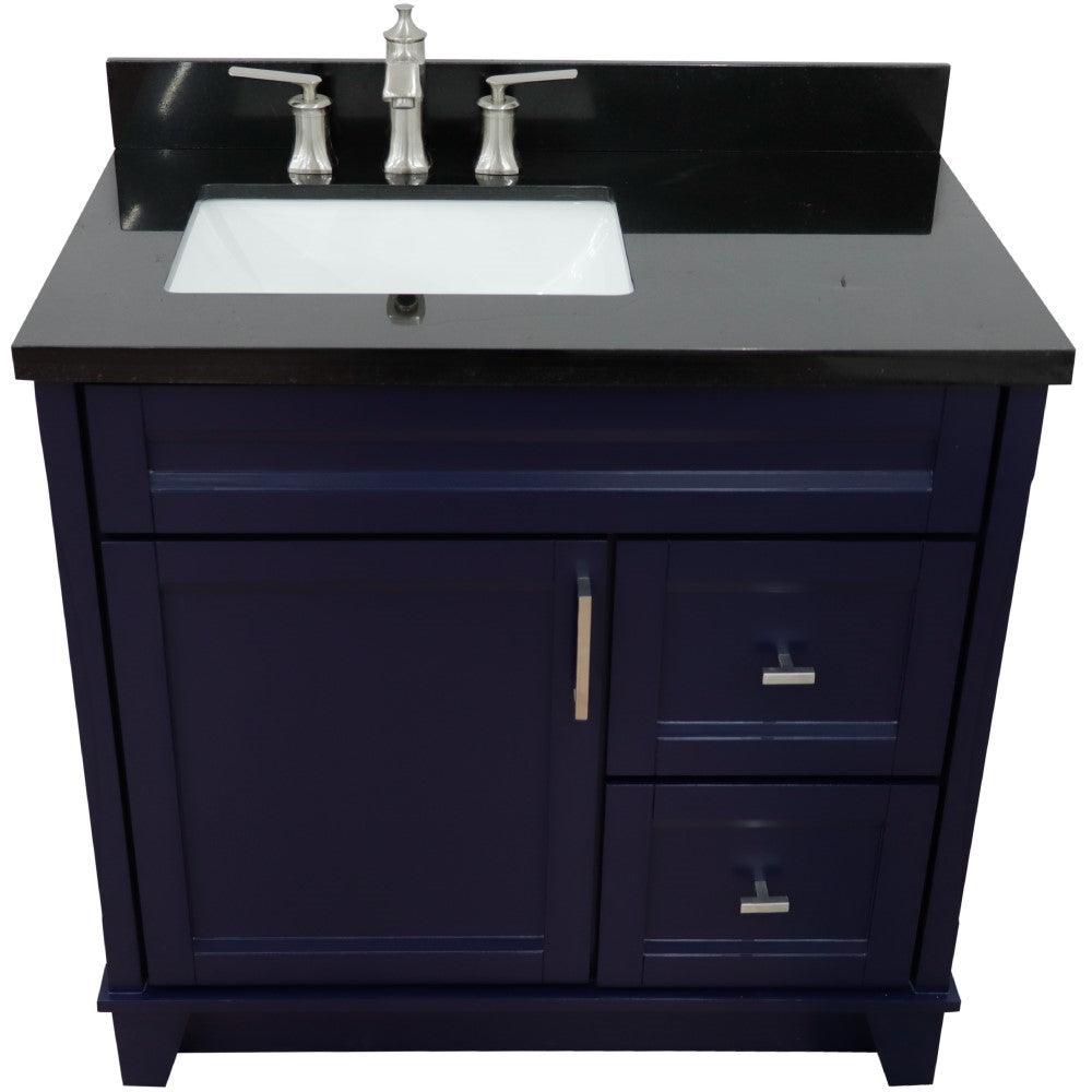 Bellaterra Blue 37" Single Sink Vanity with Counter Top and Left Sink -Left Door 400700-37L-BU
