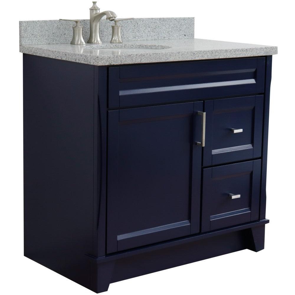 Bellaterra Blue 37" Single Sink Vanity with Counter Top and Left Sink -Left Door 400700-37L-BU
