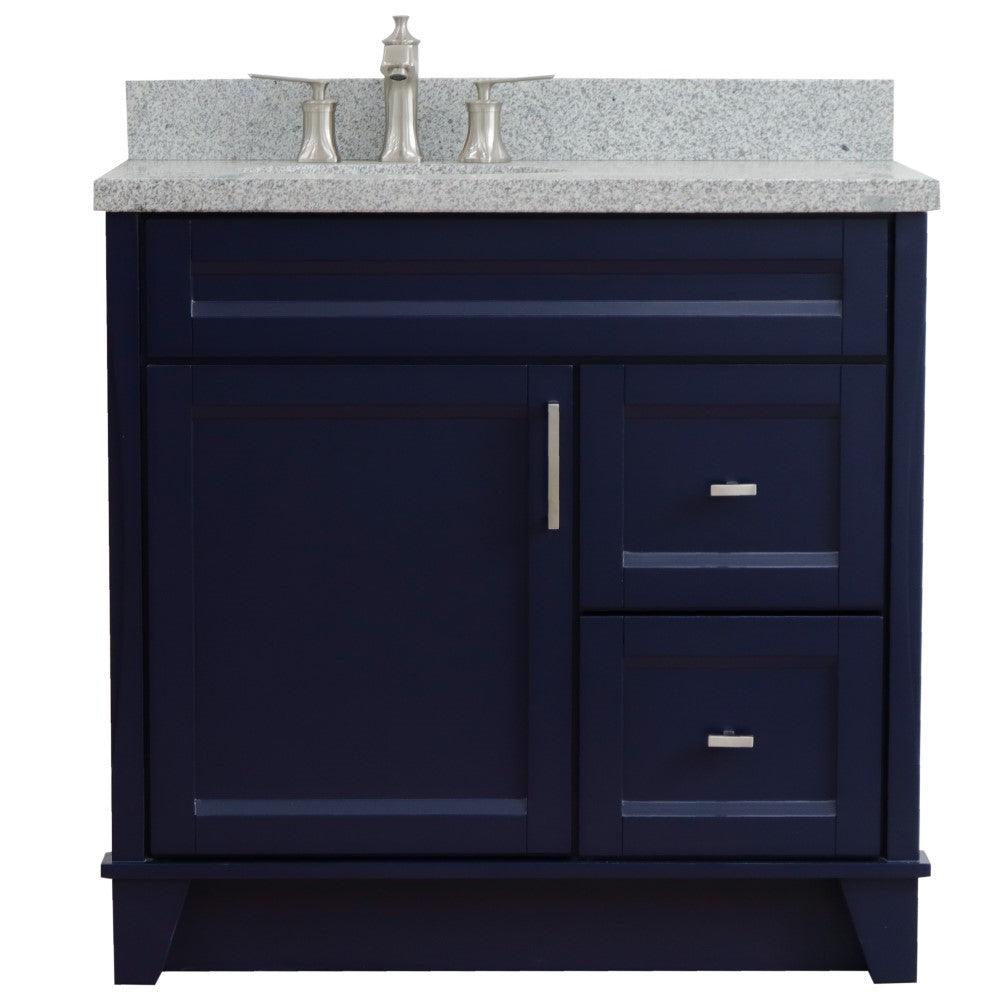Bellaterra Blue 37" Single Sink Vanity with Counter Top and Left Sink -Left Door 400700-37L-BU