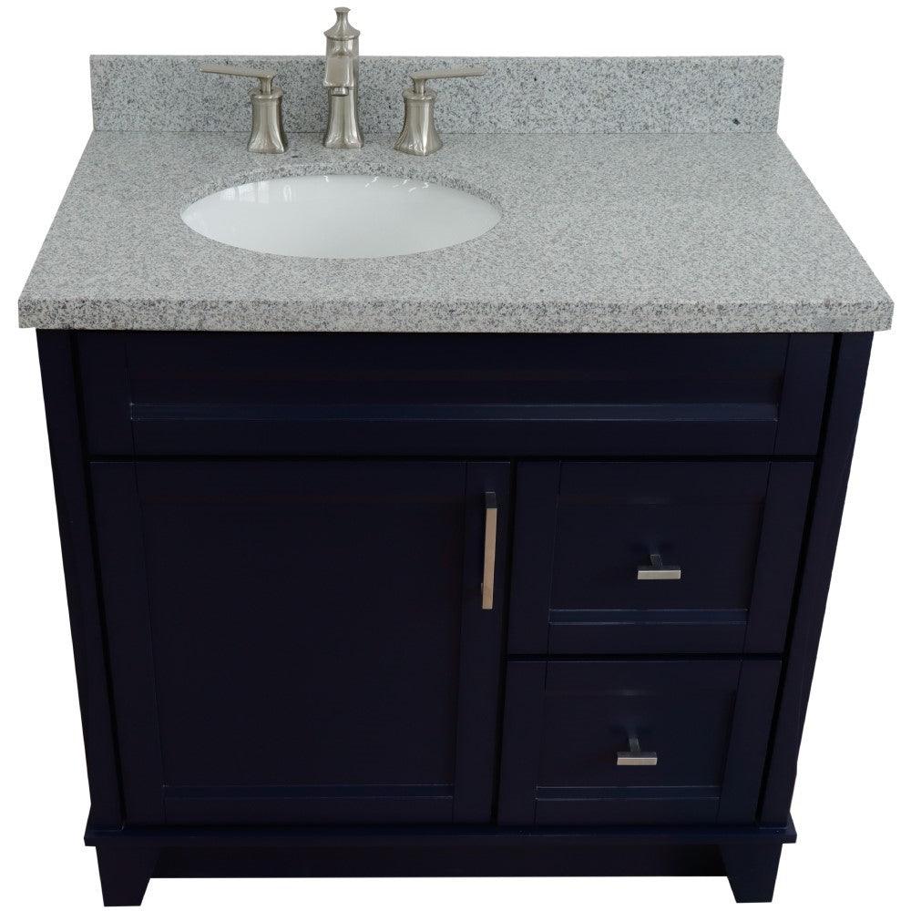 Bellaterra Blue 37" Single Sink Vanity with Counter Top and Left Sink -Left Door 400700-37L-BU