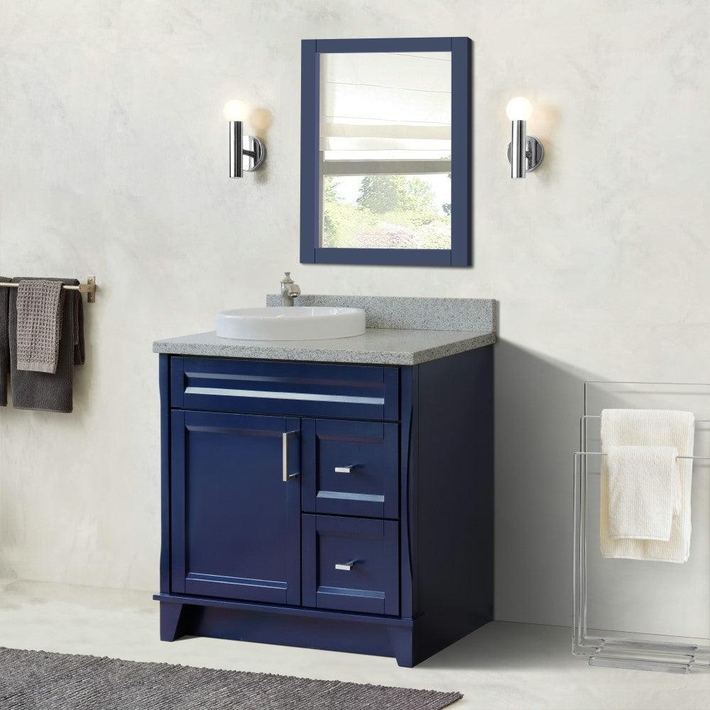 Bellaterra Blue 37" Single Sink Vanity with Counter Top and Left Sink -Left Door 400700-37L-BU