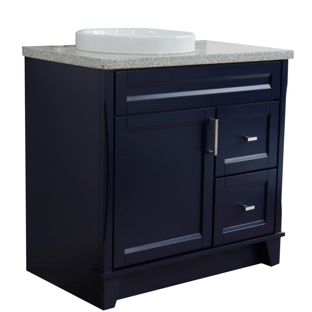 Bellaterra Blue 37" Single Sink Vanity with Counter Top and Left Sink -Left Door 400700-37L-BU