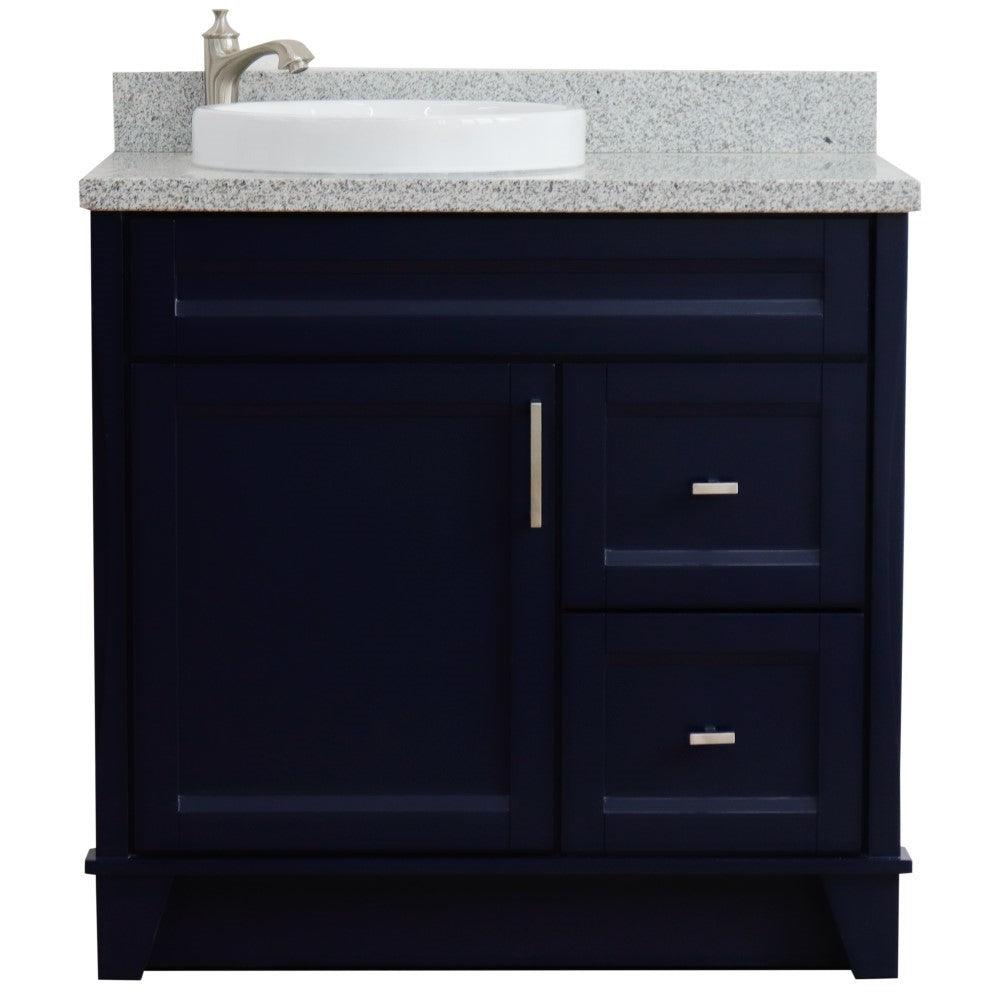 Bellaterra Blue 37" Single Sink Vanity with Counter Top and Left Sink -Left Door 400700-37L-BU