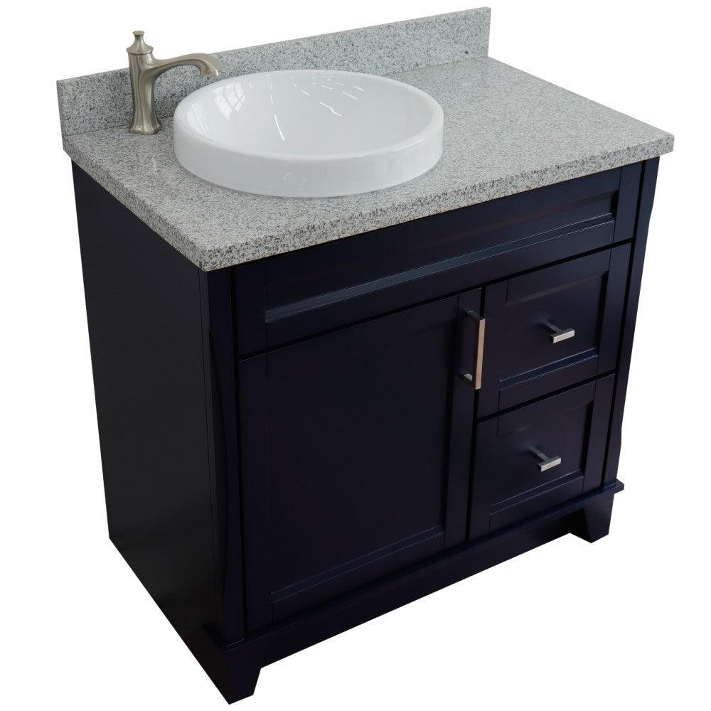 Bellaterra Blue 37" Single Sink Vanity with Counter Top and Left Sink -Left Door 400700-37L-BU