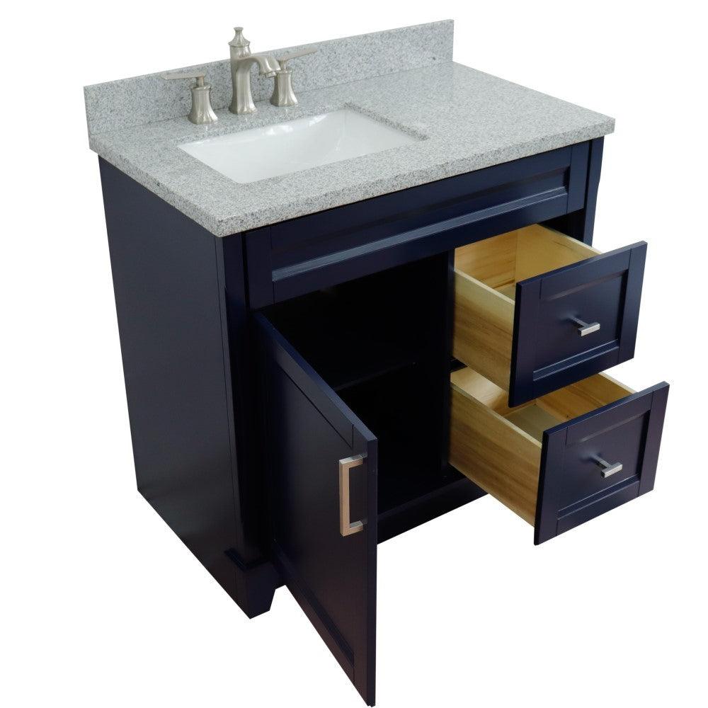 Bellaterra Blue 37" Single Sink Vanity with Counter Top and Left Sink -Left Door 400700-37L-BU