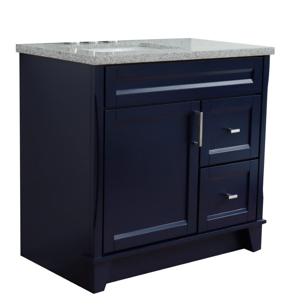 Bellaterra Blue 37" Single Sink Vanity with Counter Top and Left Sink -Left Door 400700-37L-BU